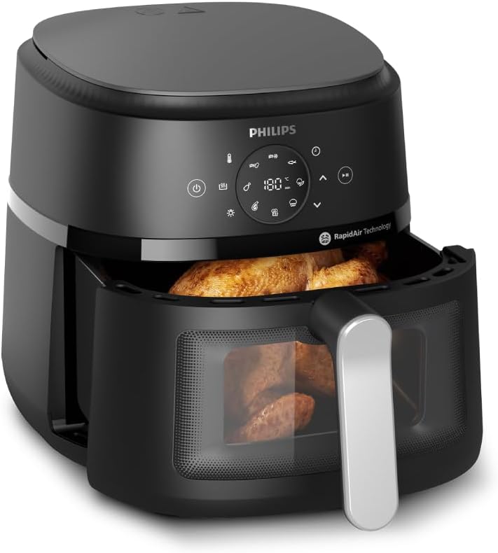 Philips Airfryer 2000 Series Digital Air Fryer, 6.2 Liters, 1700 Watt, Black and Silver - NA231