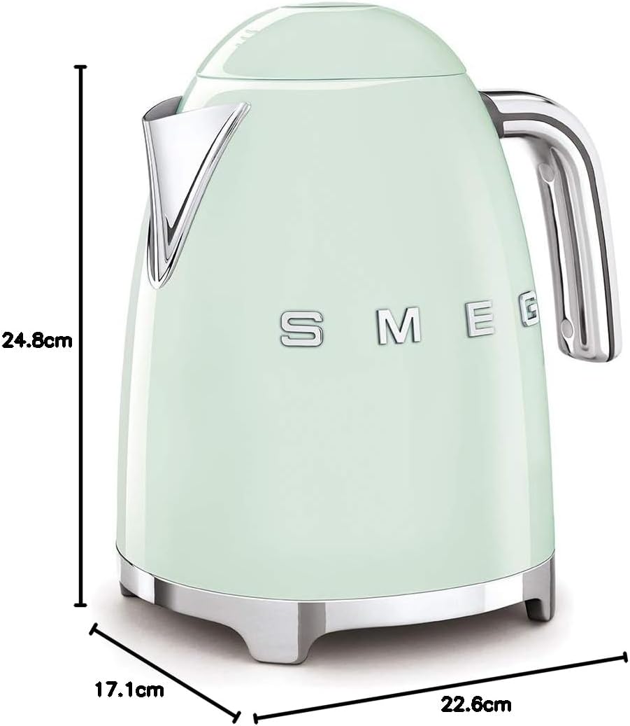 Smeg | Retro Iconic 50s 1.7 L Kettle / 7 Cups | 2400 Watts | Pastel Green