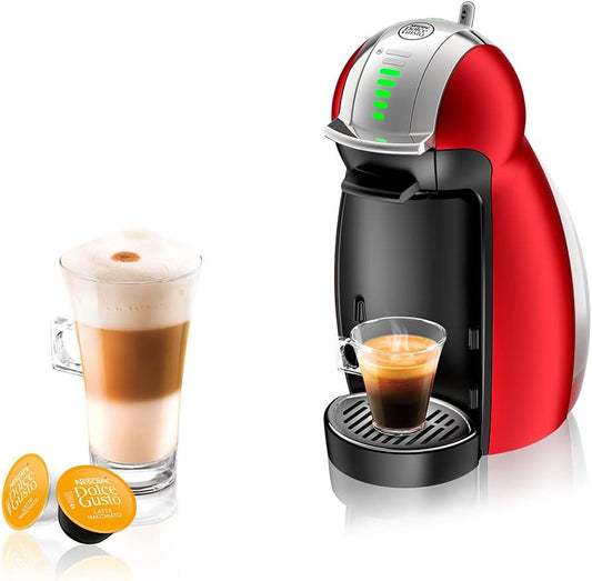 Nescafe Dolce Gusto by De'Longhi GENIO 2 Automatic Capsule Coffee Machine with Compact & Powerful up to 15 Bar Pressure, Cappuccino, Grande, Tea, Hot Chocolate & Espresso Coffee Maker EDG465.R Red