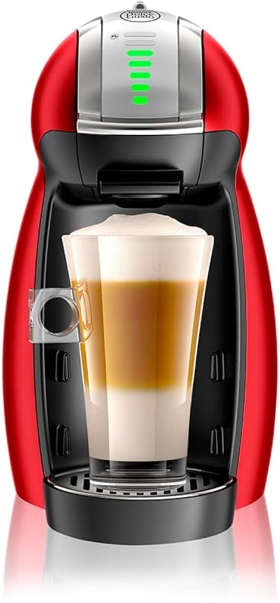 Nescafe Dolce Gusto by De'Longhi GENIO 2 Automatic Capsule Coffee Machine with Compact & Powerful up to 15 Bar Pressure, Cappuccino, Grande, Tea, Hot Chocolate & Espresso Coffee Maker EDG465.R Red