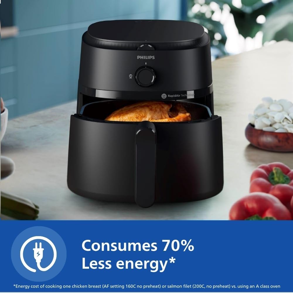 Philips Airfryer 2000 Series Digital Air Fryer, 6.2 Liters, 1700 Watt, Black and Silver - NA231