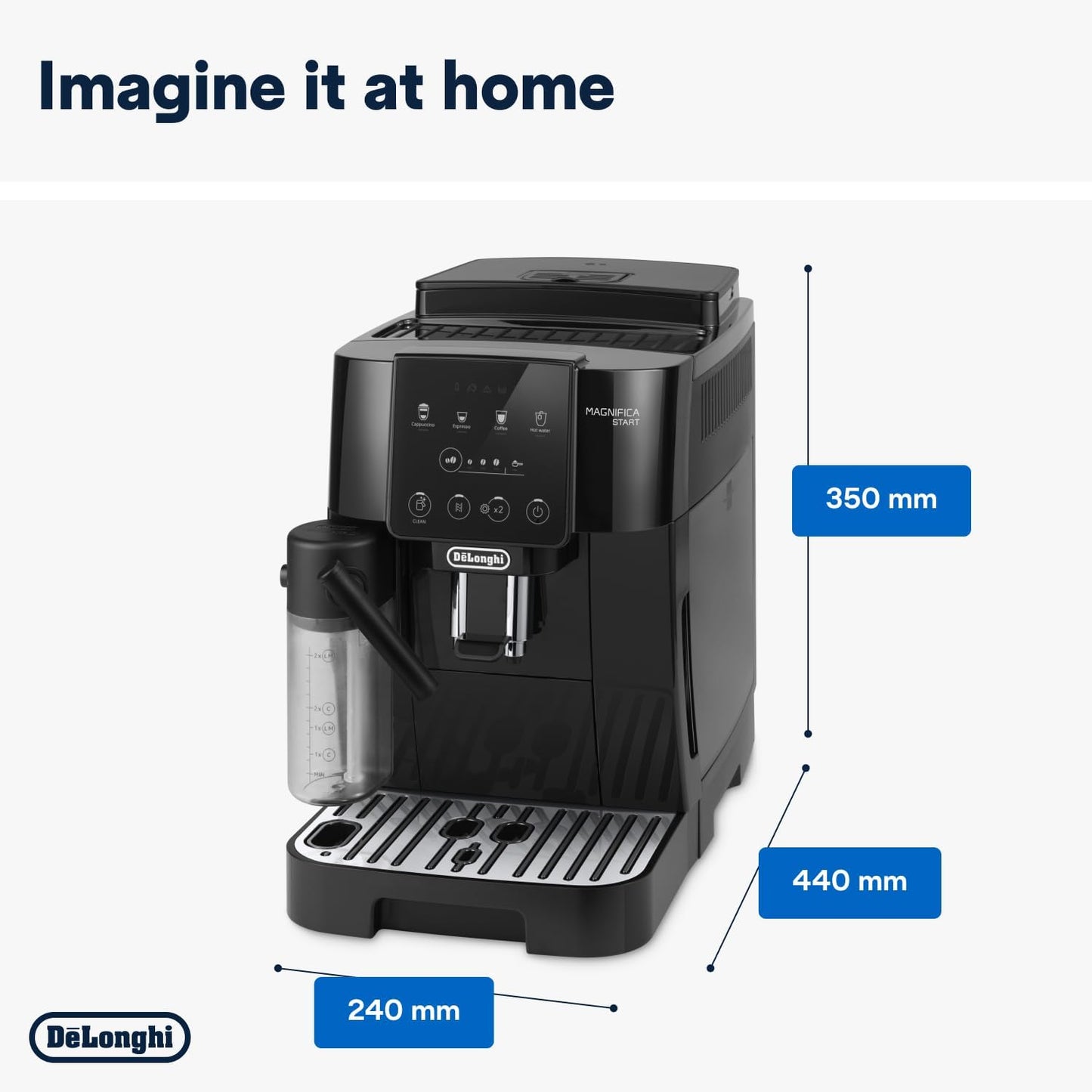 De'Longhi Fully Automatic Coffee Machine MAGNIFICA START Bean to Cup Espresso Machine, 6+ Functions for Espresso, Americano, Cappuccino, Latte, Macchiato & More Recipes ECAM220.60.B