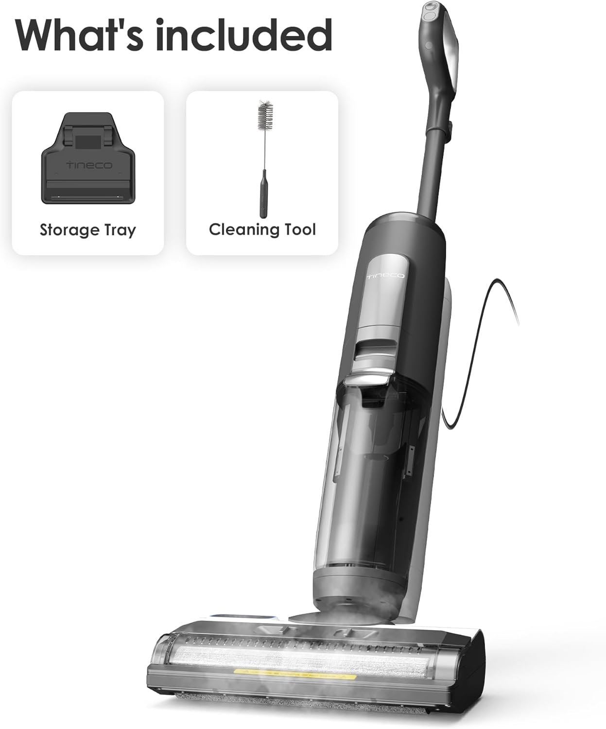 Tineco iFLOOR 5 All-in-One steam cleaner for wooden floors, ideal for sticky dirt, high temperature steam 120°C, self-cleaning
