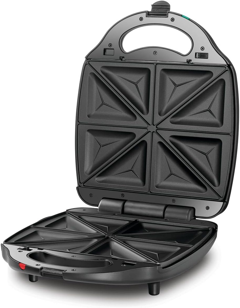 Black & Decker 1400W 3-in-1 4 Slice Sandwich & Waffle Maker with 180 Degree Grill Mode with Interchangeable Plate, TS4130-B5