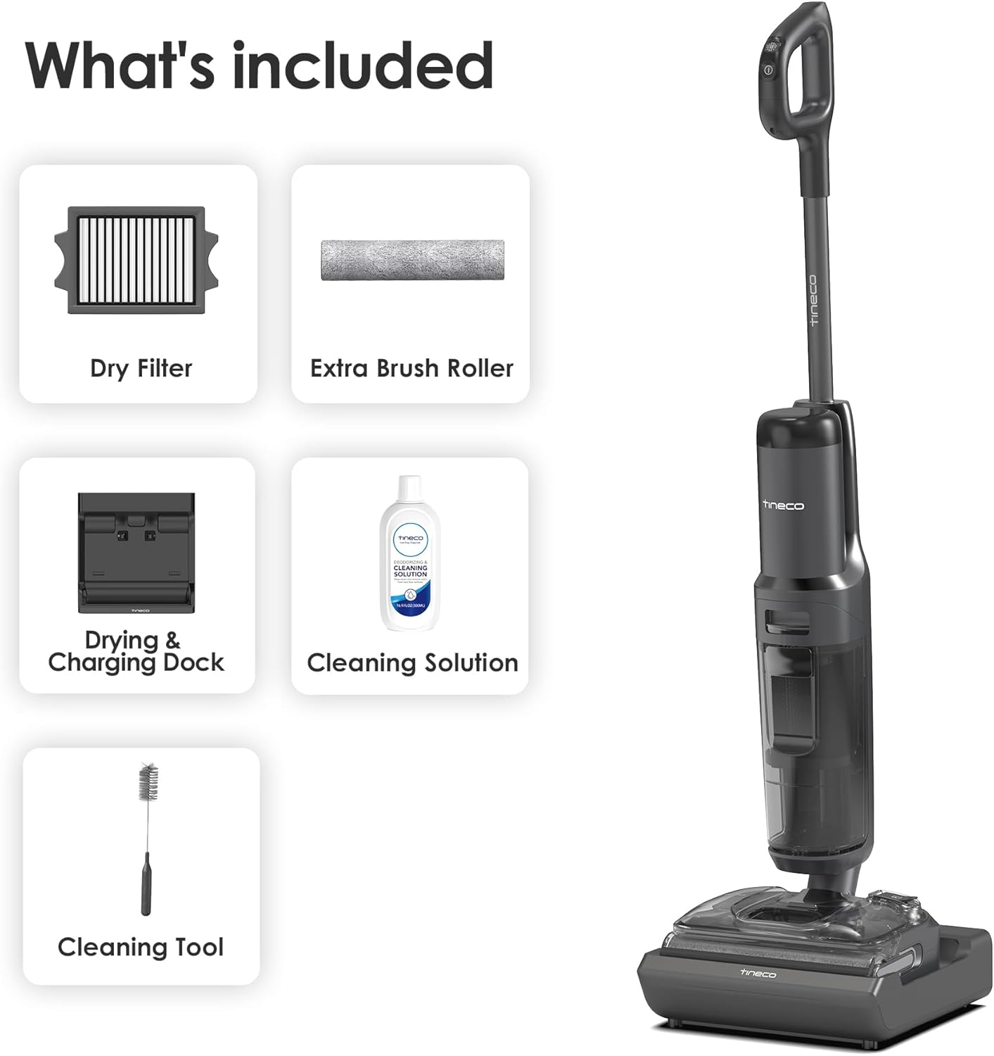 Tineco Floor ONE S7 Stretch Cordless Wet Dry Vacuum Cleaner, 180°Lay-Flat Anti-Tangle Design, 50 Minutes Runtime, 185℉ Flashdry Self-Cleaning, Dual-Sided Edge Cleaning Floor Cleaner