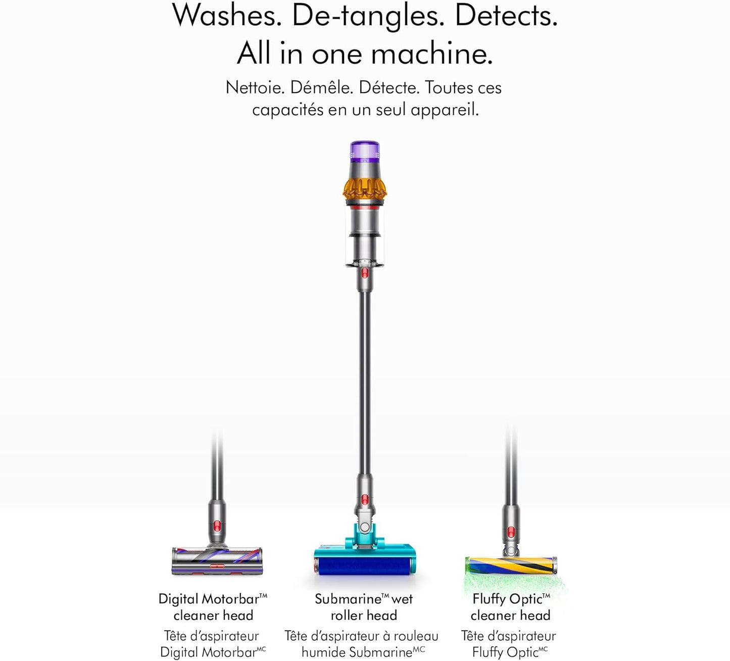 Dyson V15s Detect Submarine Vacuum Cleaner, Yellow/Nickel