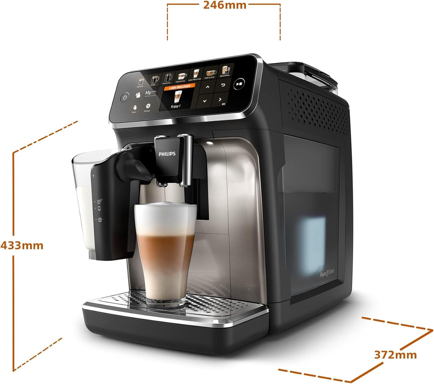 Philips EP5547/90 Fully Automatic Espresso Machine, LatteGo Milk System, AquaClean Filter, Stainless Steel, 1500 W, Black