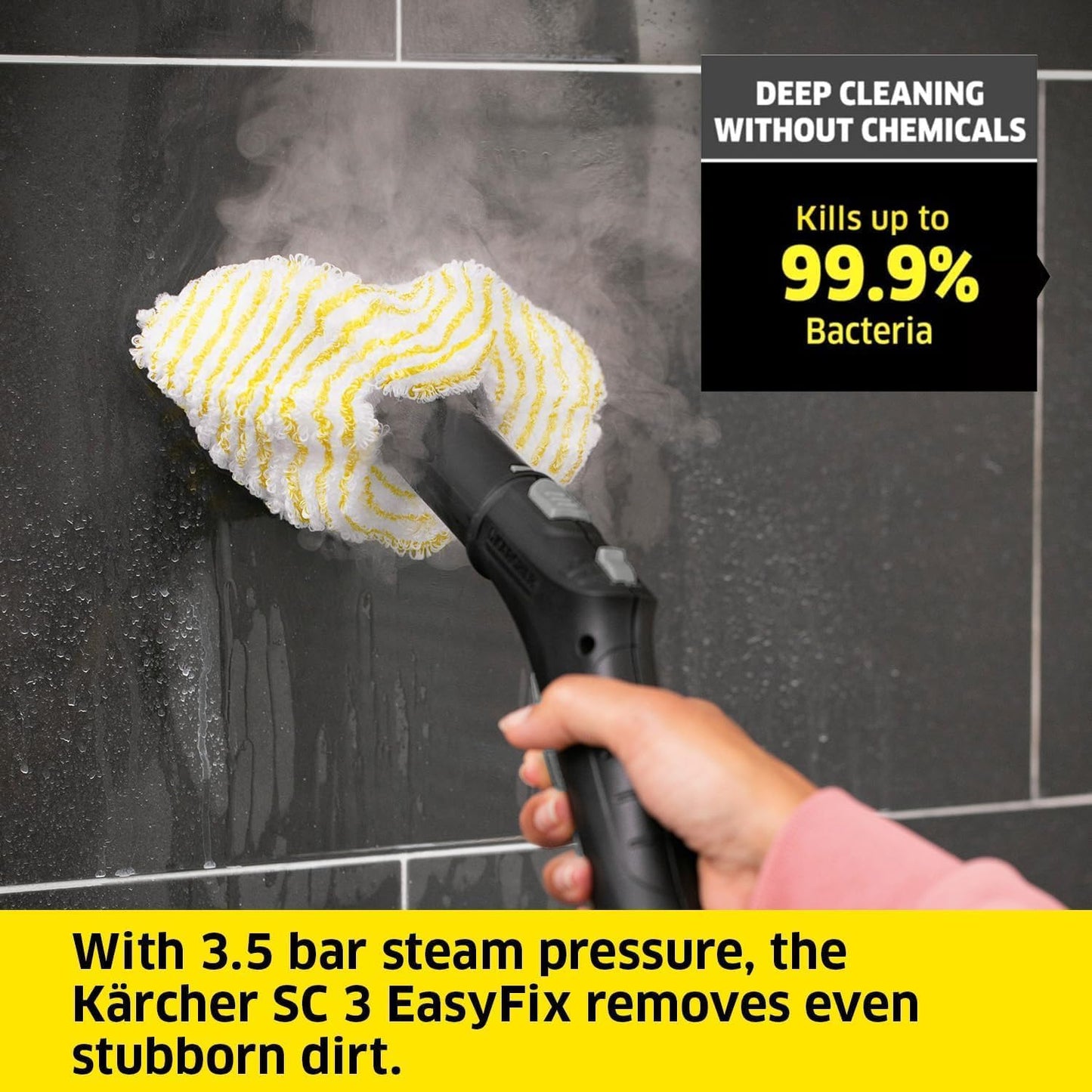 Karcher SC3 Steam Cleaner, 1900W, Powerful High-Pressure Home Cleaner, Multipurpose, Versatile Accessories, Ideal for Kitchen & Bathroom Use, White