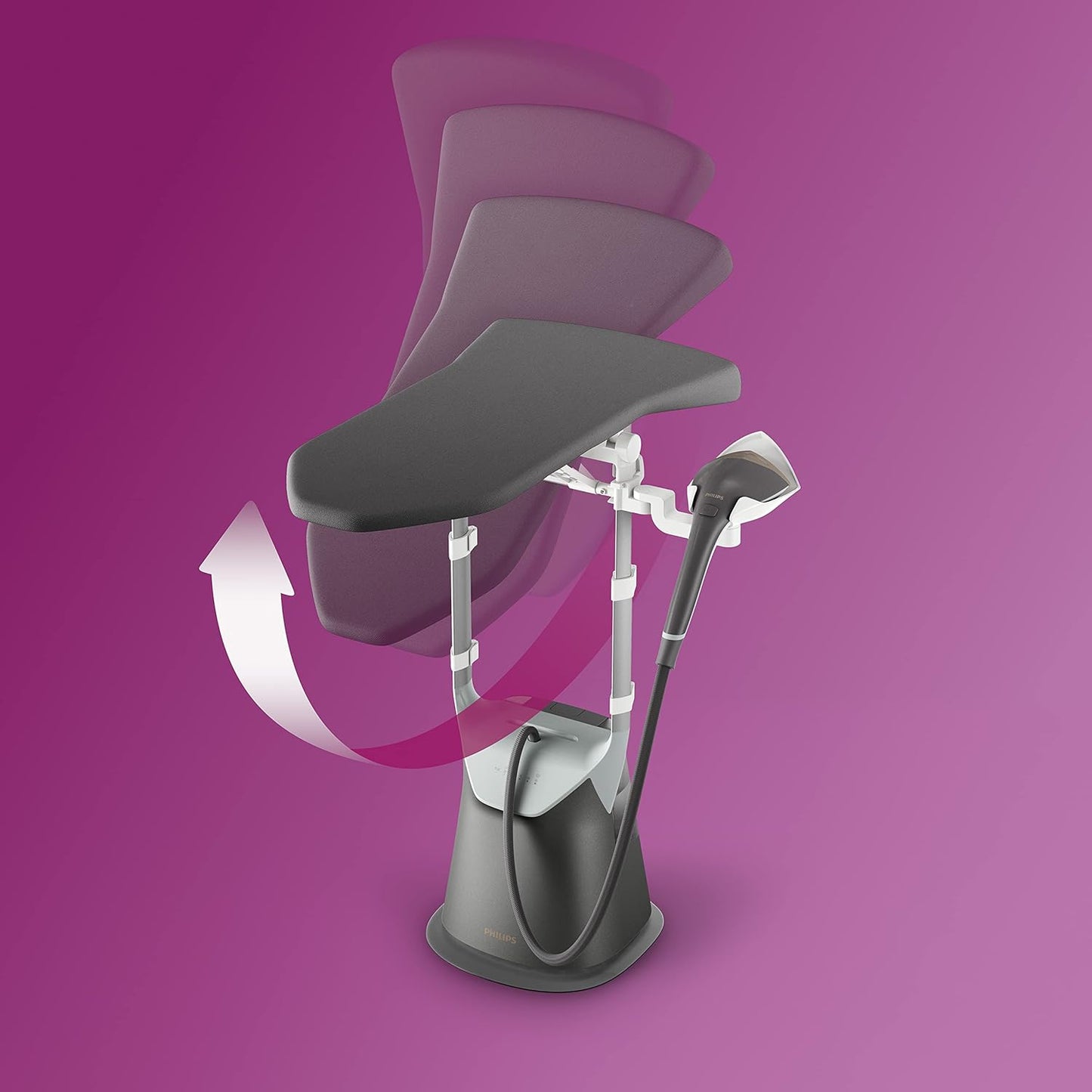 Philips Standing Garment Steamer - Steam Flow of 90 Grams per minute - 2400W - Water tank capacity 2.0 Litre - 50/60Hz - All-in-One 8000 Series GC628/86