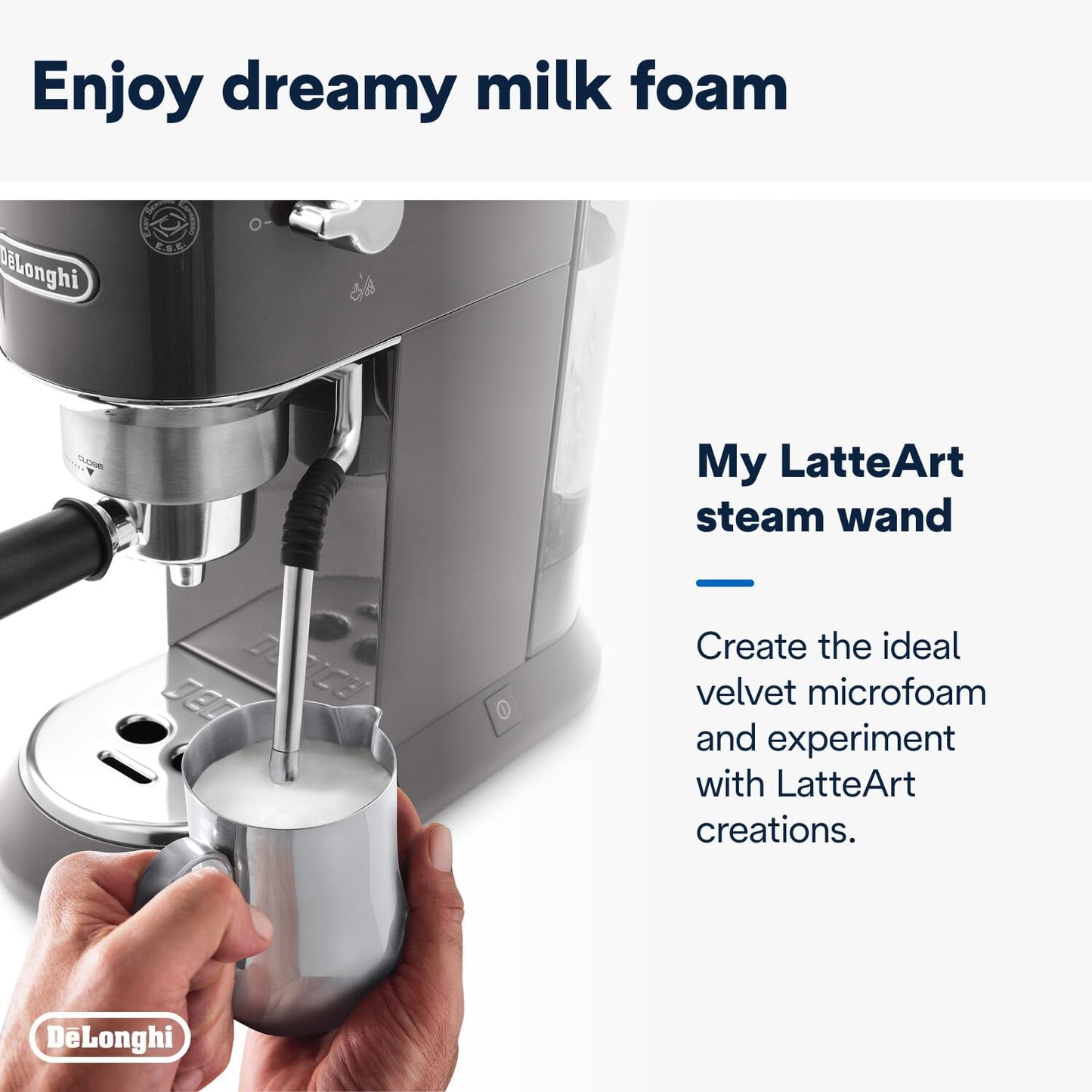 Delonghi Dedica Arte Espresso Machine , 1350 Watt, Metal - EC885 GY