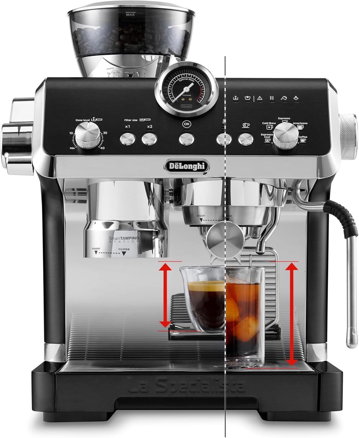 Delonghi La Specialista Opera Manual Coffee Machine, 2 Liters - 1550 Watt, Black - EC9555.BK
