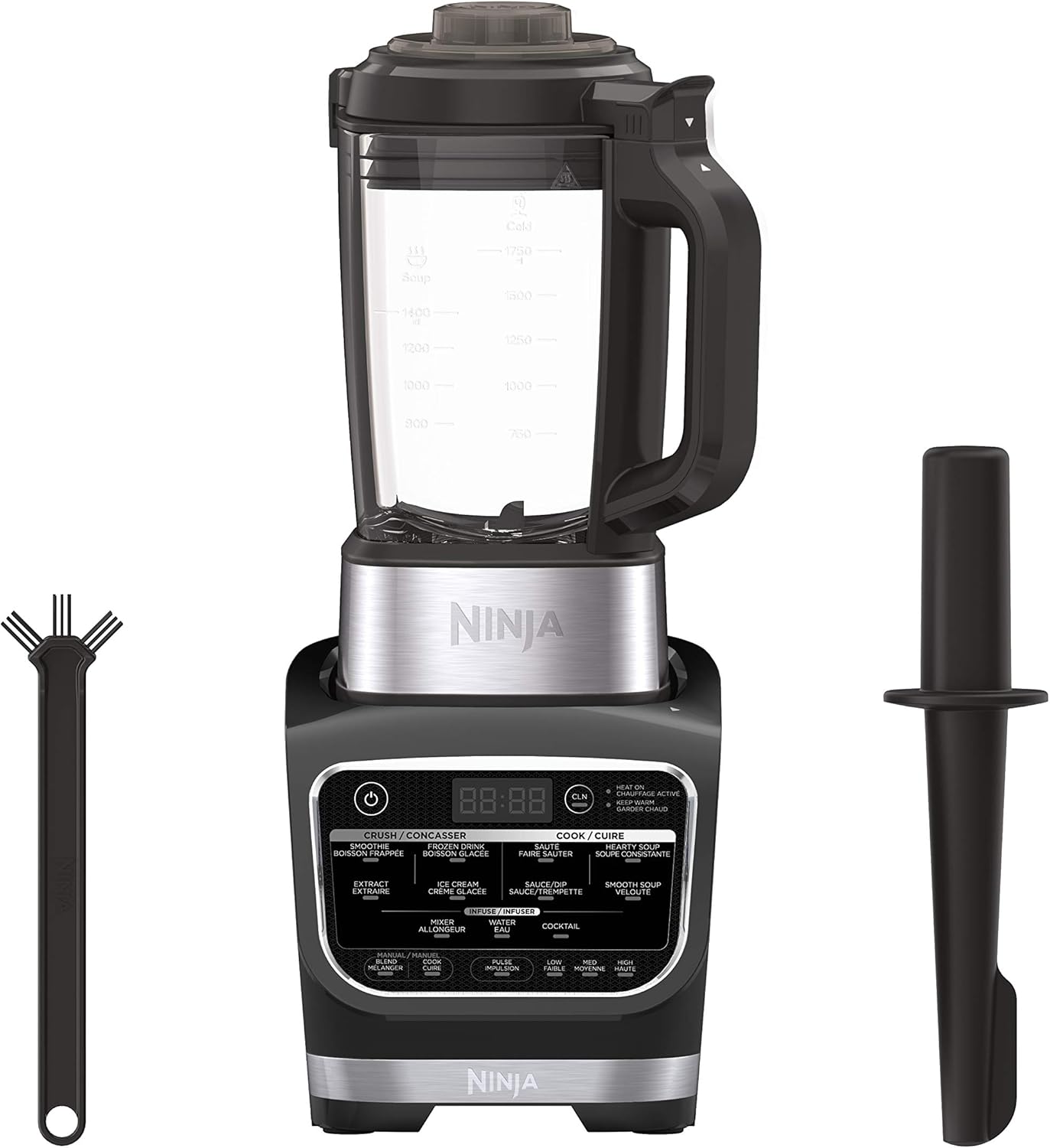 Ninja Foodie Countertop Blender with Attachments, 1.8 Liters, 1000W, Black and Silver - HB150