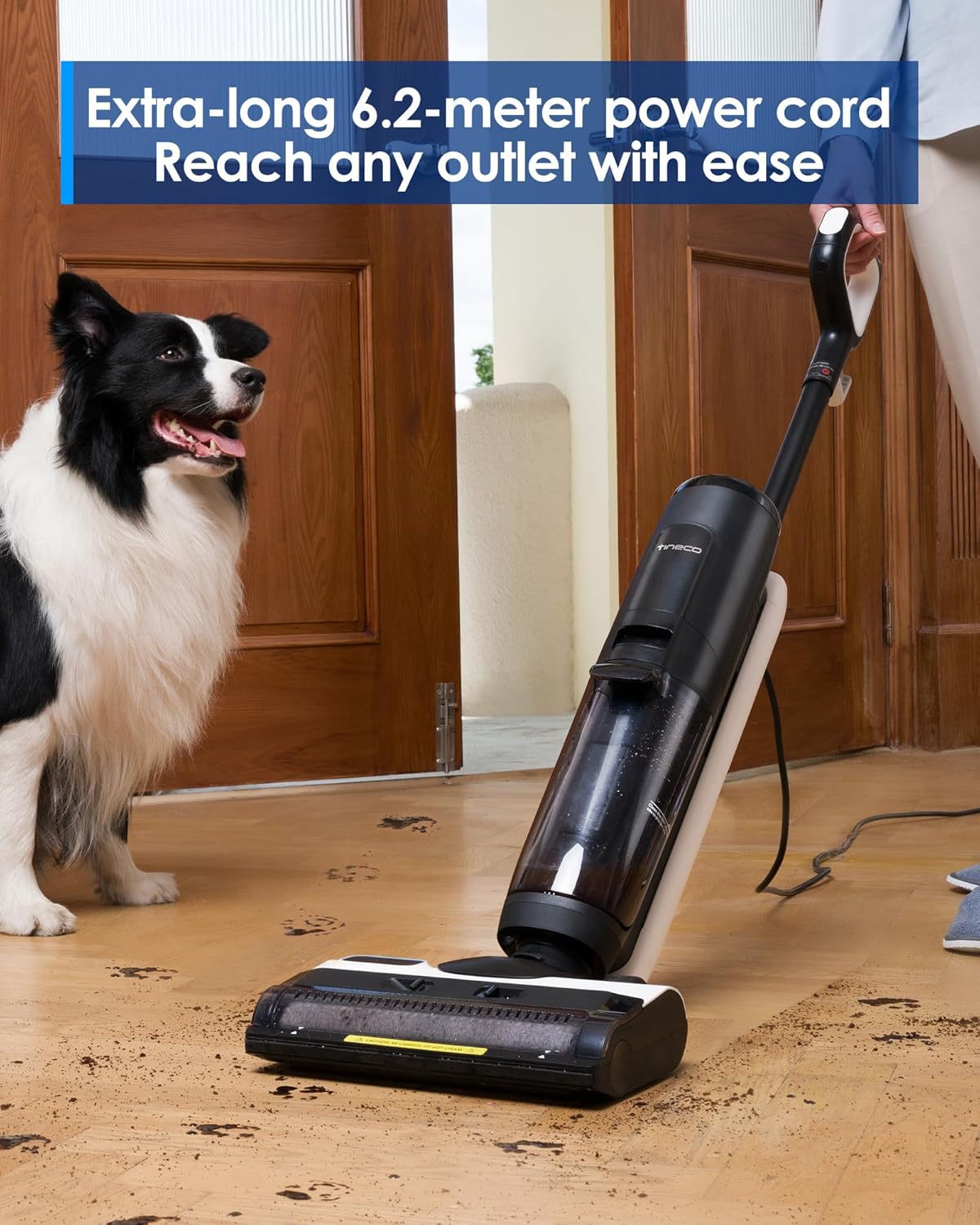 Tineco iFLOOR 5 All-in-One steam cleaner for wooden floors, ideal for sticky dirt, high temperature steam 120°C, self-cleaning