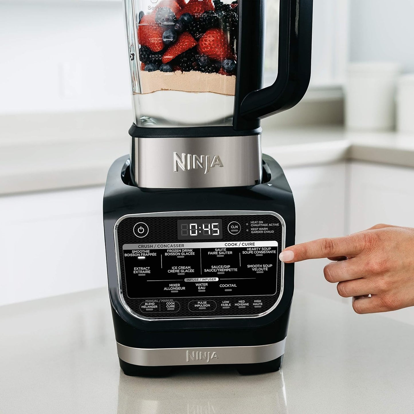 Ninja Foodie Countertop Blender with Attachments, 1.8 Liters, 1000W, Black and Silver - HB150