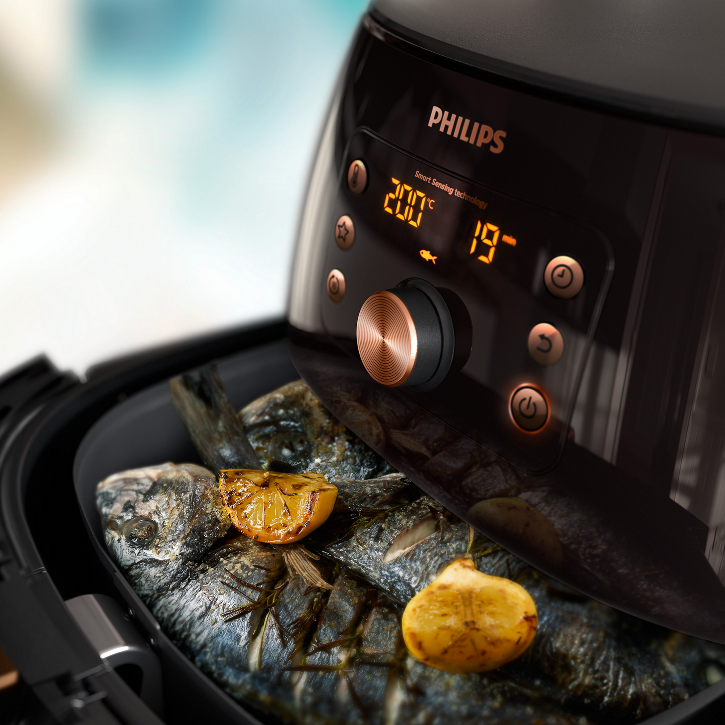 philips XXL Airfryer - 2200W, 50Hz, 1.4KGs, Smart Sensing Technology, Rapid Air Technology, Black/Copper - HD9867