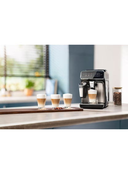 Philips 3300 Series Fully Automatic Coffee Machine - 6 Drinks, Modern Colour Touch Screen Display, LatteGo Milk System, SilentBrew, 100% Ceramic Grinder, AquaClean Filter, Black Chrome (EP3347/90)