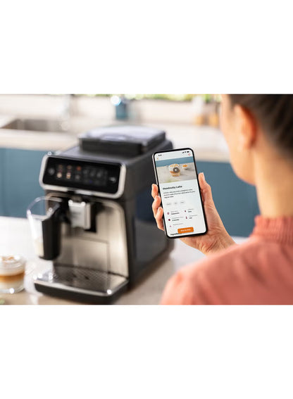 Philips 3300 Series Fully Automatic Coffee Machine - 6 Drinks, Modern Colour Touch Screen Display, LatteGo Milk System, SilentBrew, 100% Ceramic Grinder, AquaClean Filter, Black Chrome (EP3347/90)