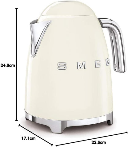 Smeg | Retro Iconic 50s 1.7 L Kettle / 7 Cups | 2400 Watts |Cream