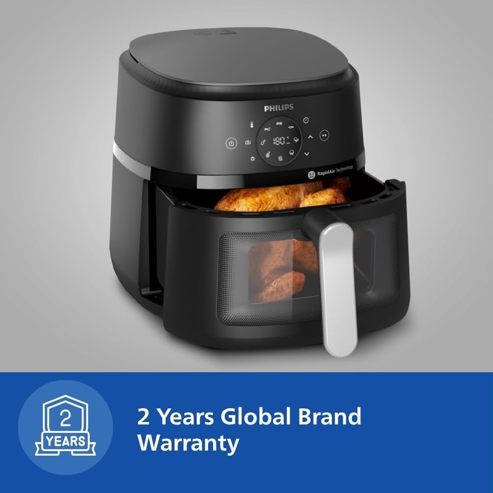 Philips Airfryer 2000 Series Digital Air Fryer, 6.2 Liters, 1700 Watt, Black and Silver - NA231