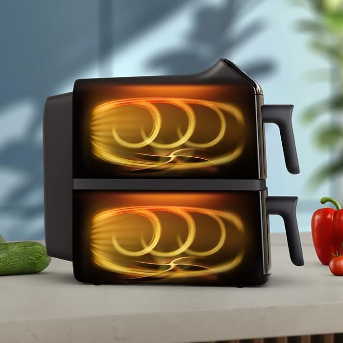 Philips Series 4000 Air Fryer with Twin Baskets – 2750 Watt – 10 Liter – RapidAir – Black – NA460/09