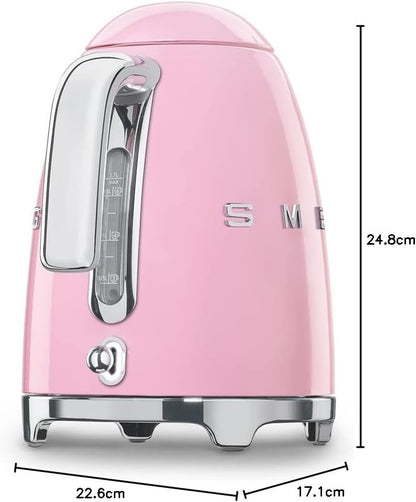 Smeg | Retro Iconic 50s 1.7 L Kettle / 7 Cups | 2400 Watts | Pink