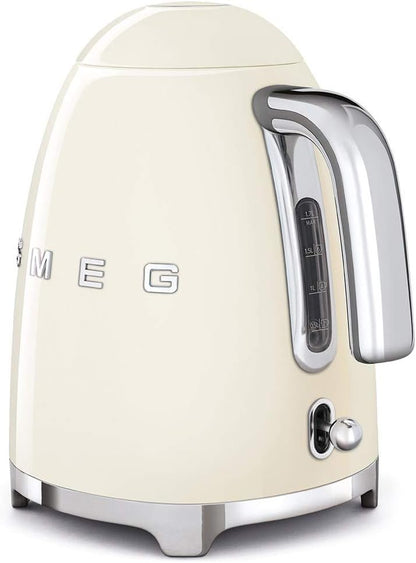 Smeg | Retro Iconic 50s 1.7 L Kettle / 7 Cups | 2400 Watts |Cream