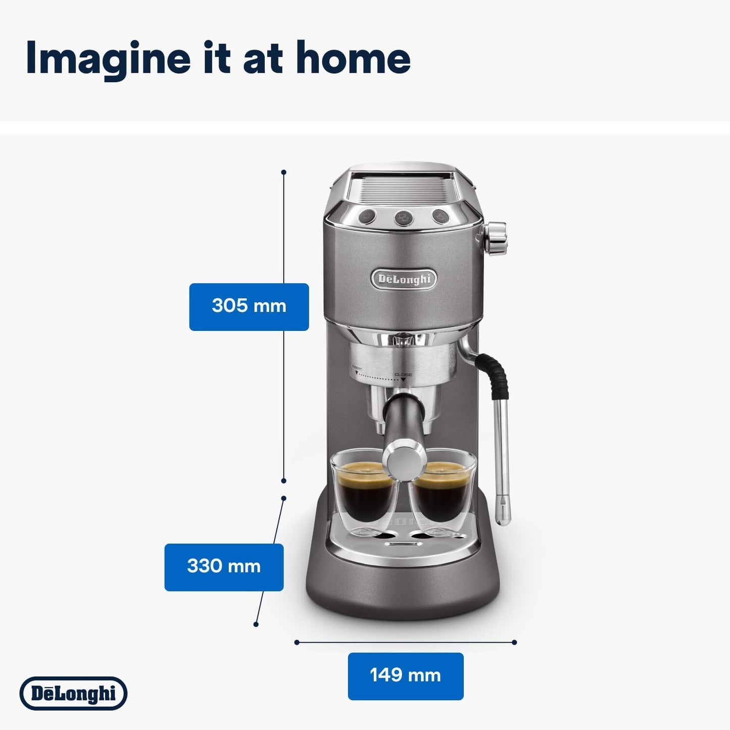 Delonghi Dedica Arte Espresso Machine , 1350 Watt, Metal - EC885 GY