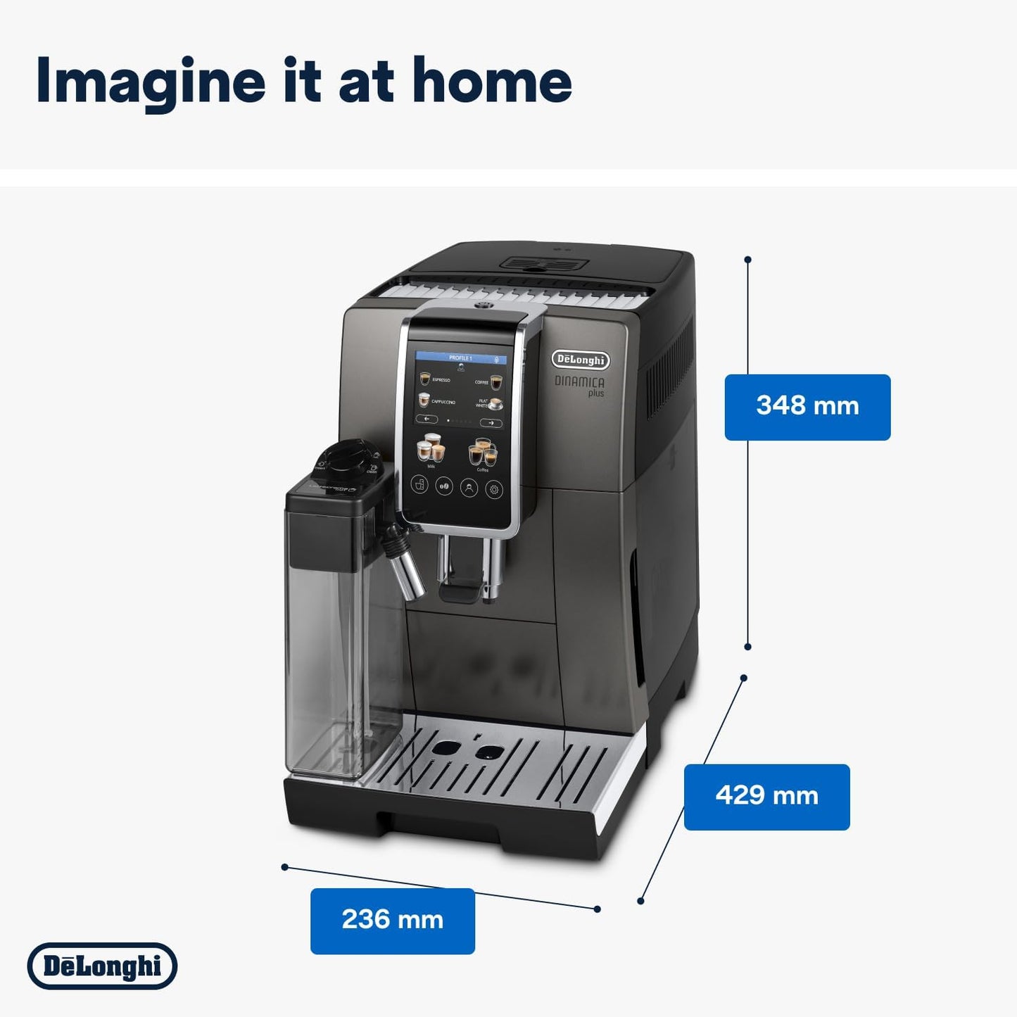 De'Longhi Dinamica Plus Bean To Cup Espresso Machine - 18 Drinks ECAM380 85 SB
