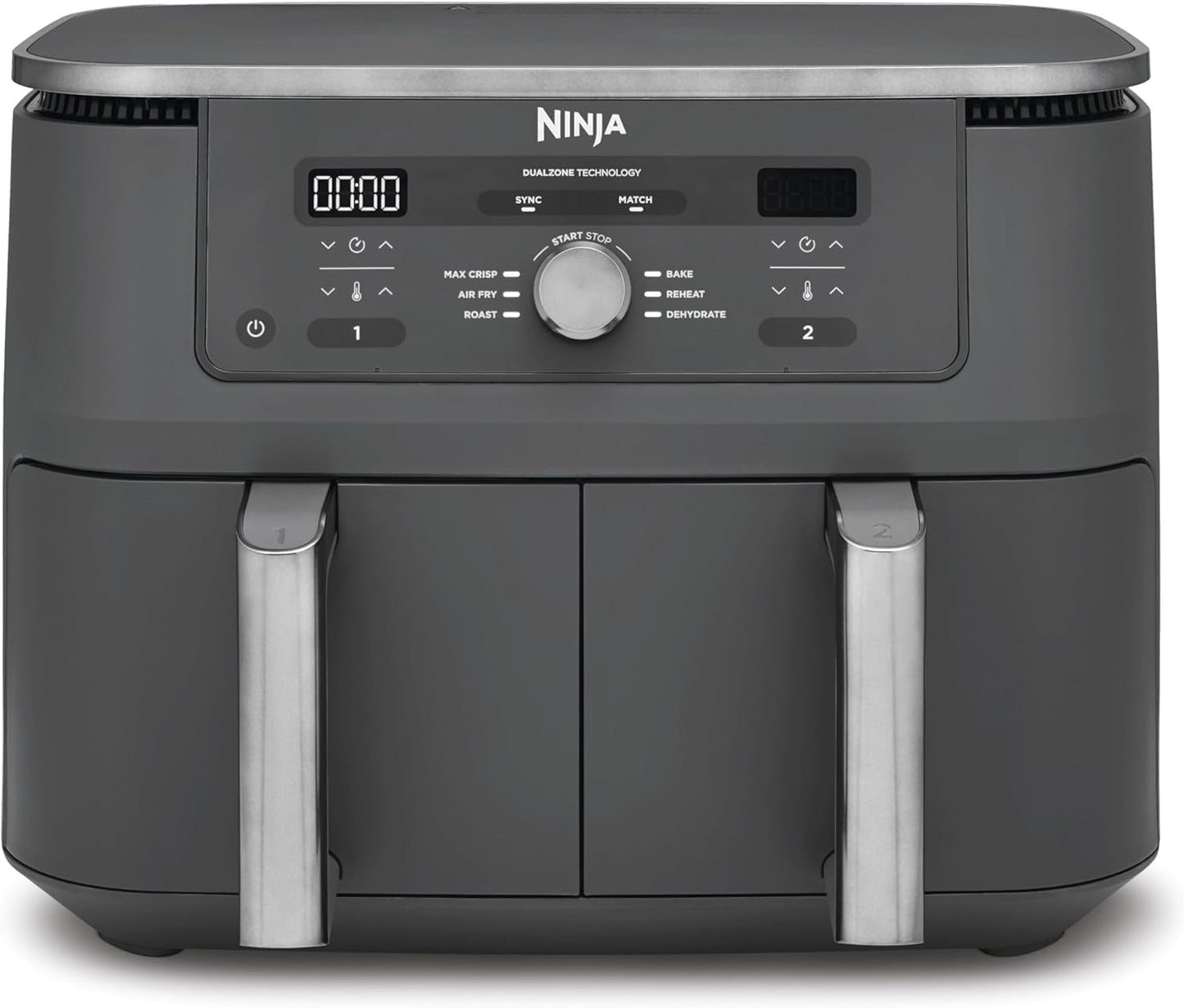 Ninja MAX Digital Airfryer Dual Zone 2 Drawer, 2470 Watts, 9.5 Liters, Gray – DZ400