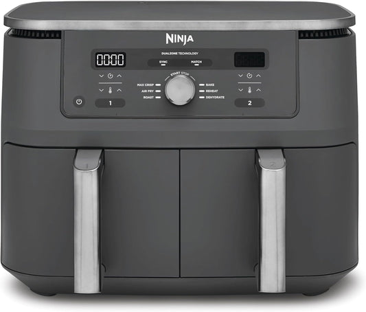 Ninja MAX Digital Airfryer Dual Zone 2 Drawer, 2470 Watts, 9.5 Liters, Gray – DZ400
