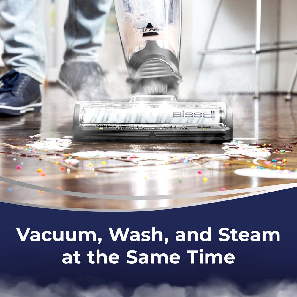 Bissell Crosswave Hydrosteam All-in-One Wet and Dry Vacuum Cleaner: HydroSteam™ Technology, Tangle-Free Design, Multi-Surface Cleaning for Hard Floors 1100 W 3527E Titanium/Black