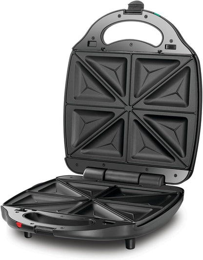 Black & Decker 1400W 3-in-1 4 Slice Sandwich & Waffle Maker with 180 Degree Grill Mode with Interchangeable Plate, TS4130-B5