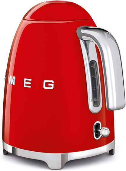Smeg | Retro Iconic 50s 1.7 L Kettle / 7 Cups | 2400 Watts | Red