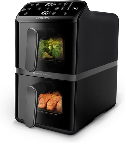 Philips Series 4000 Air Fryer with Twin Baskets – 2750 Watt – 10 Liter – RapidAir – Black – NA460/09