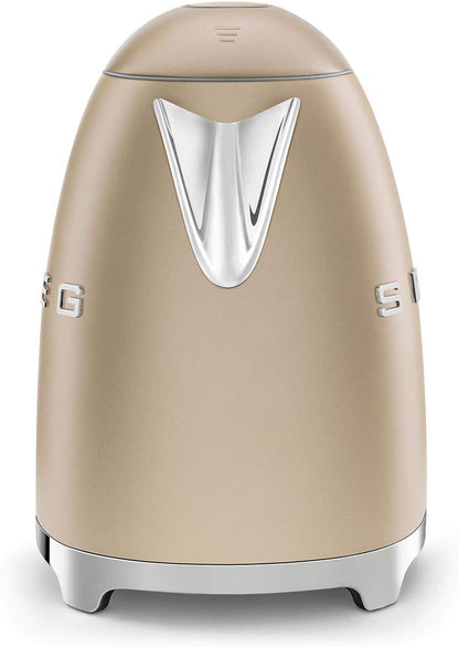 Smeg | Retro Iconic 50s 1.7 L Kettle / 7 Cups | 2400 Watts | Matte Gold