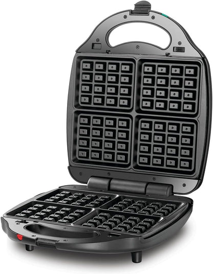 Black & Decker 1400W 3-in-1 4 Slice Sandwich & Waffle Maker with 180 Degree Grill Mode with Interchangeable Plate, TS4130-B5