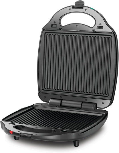 Black & Decker 1400W 3-in-1 4 Slice Sandwich & Waffle Maker with 180 Degree Grill Mode with Interchangeable Plate, TS4130-B5