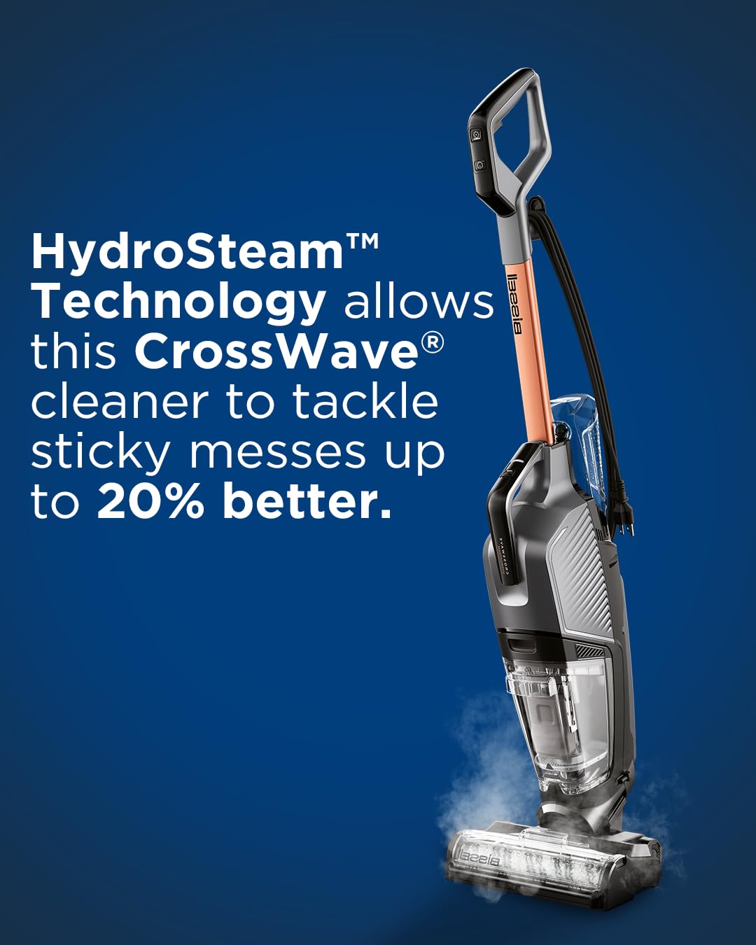 Bissell Crosswave Hydrosteam All-in-One Wet and Dry Vacuum Cleaner: HydroSteam™ Technology, Tangle-Free Design, Multi-Surface Cleaning for Hard Floors 1100 W 3527E Titanium/Black