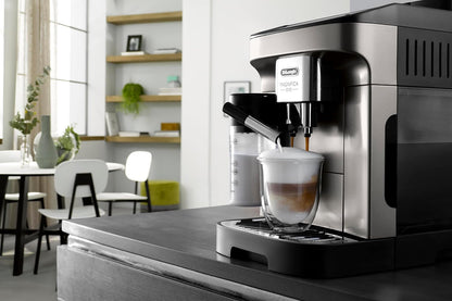 Delonghi- Magnifica EVO Bean to Cup Fully Automatic Coffee Machine, Traditional Milk Frother, Built In Grinder, ECAM290.81.TB, Titanium & Black,