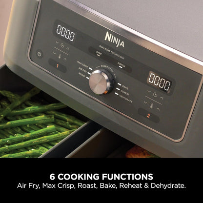 Ninja MAX Digital Airfryer Dual Zone 2 Drawer, 2470 Watts, 9.5 Liters, Gray – DZ400