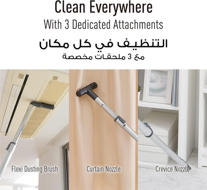 Panasonic Bagless Canister Vacuum, 2000W, MC-CL605KA49, Dust Capacity 2.2L, HEPA Filter,Full Capture Nozzle, Curtain Nozzle, AC Duct Cleaning Nozzle, Made in Malaysia- 1 Year Warranty
