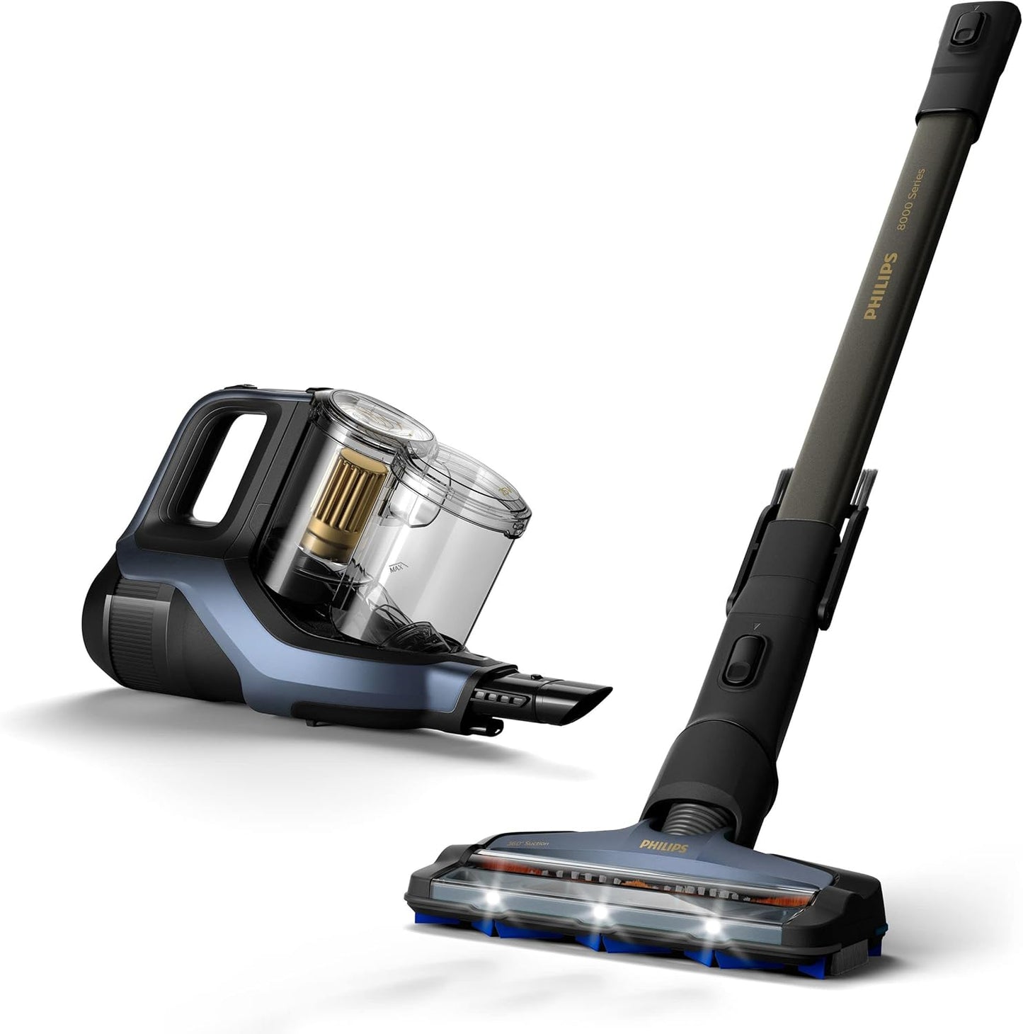 PHILIPS Cordless Vacuum 8000 Series, 360° suction nozzle,XC8043/61
