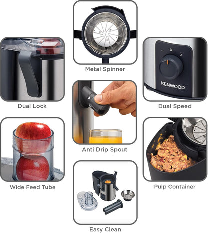 Kenwood Juice Extractor, 1.5 Liters, 700 Watt, Silver - JEM51.000GS