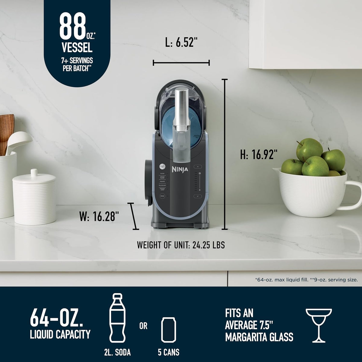 Ninja SLUSHi Professional Frozen Drink Maker with Rapid Chill Technology 5 Preset Programs, Frozen Margaritas, Frappés , Middle East Version 1.9 L 200 W FS301ME Black