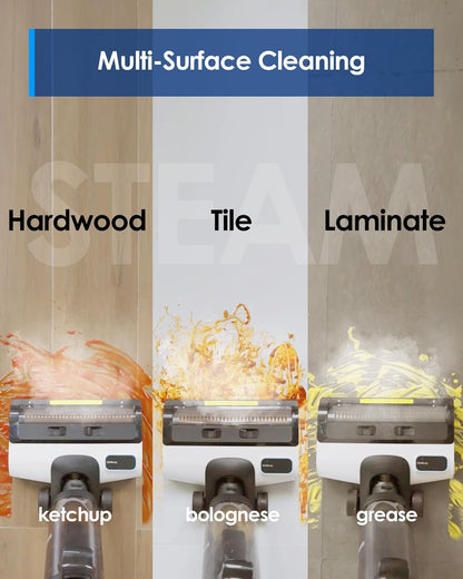 Tineco iFLOOR 5 All-in-One steam cleaner for wooden floors, ideal for sticky dirt, high temperature steam 120°C, self-cleaning