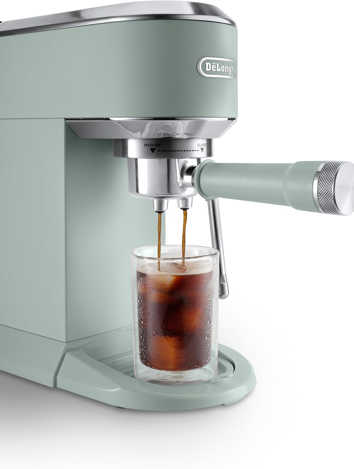 De'Longhi Dedica Duo EC890.GR, Barista Coffee Machine with Pump, Espresso and Cold Brew, Manual Machine with LatteArt Steam Rod, 15 cm Wide, 2 Espresso, Touch Screen, Cup up to 13 cm 1 L 1450 W EC890.GR Green