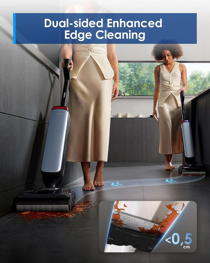 Tineco Floor One S9 Artist Dry and Wet Vacuum Cleaners, 22 kPa, SmartDrive 360°, Anti-Tangle, Self-Cleaning, Working Time 50 min, Two-Edge Cleaning, 180°-Lay-Flat, 85℃ Flashdry
