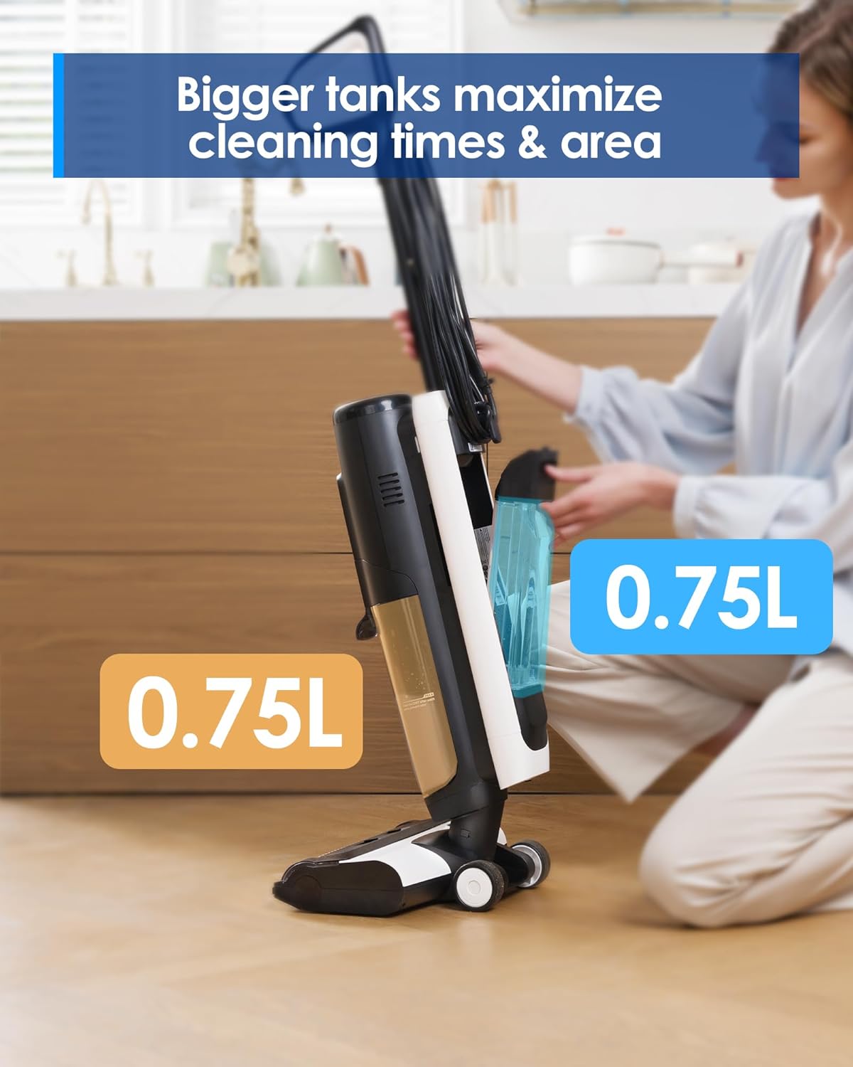Tineco iFLOOR 5 All-in-One steam cleaner for wooden floors, ideal for sticky dirt, high temperature steam 120°C, self-cleaning