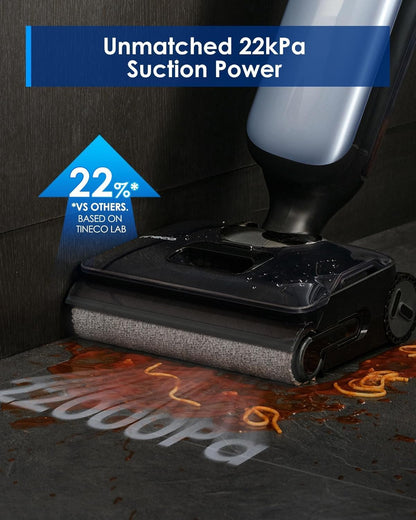 Tineco Floor One S9 Artist Dry and Wet Vacuum Cleaners, 22 kPa, SmartDrive 360°, Anti-Tangle, Self-Cleaning, Working Time 50 min, Two-Edge Cleaning, 180°-Lay-Flat, 85℃ Flashdry