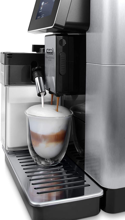 De'Longhi Primadonna Soul, Fully Automatic Bean to Cup, Espresso an Cappuccino Coffee Maker, ECAM610.75.mb, Black and Silver